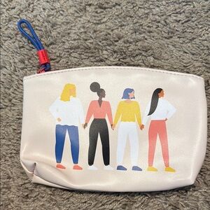 Ipsy Cream Canvas Cosmetic Bag Artistic Design